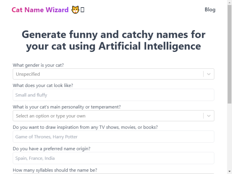 Cat Name Wizard Cat Name Wizard